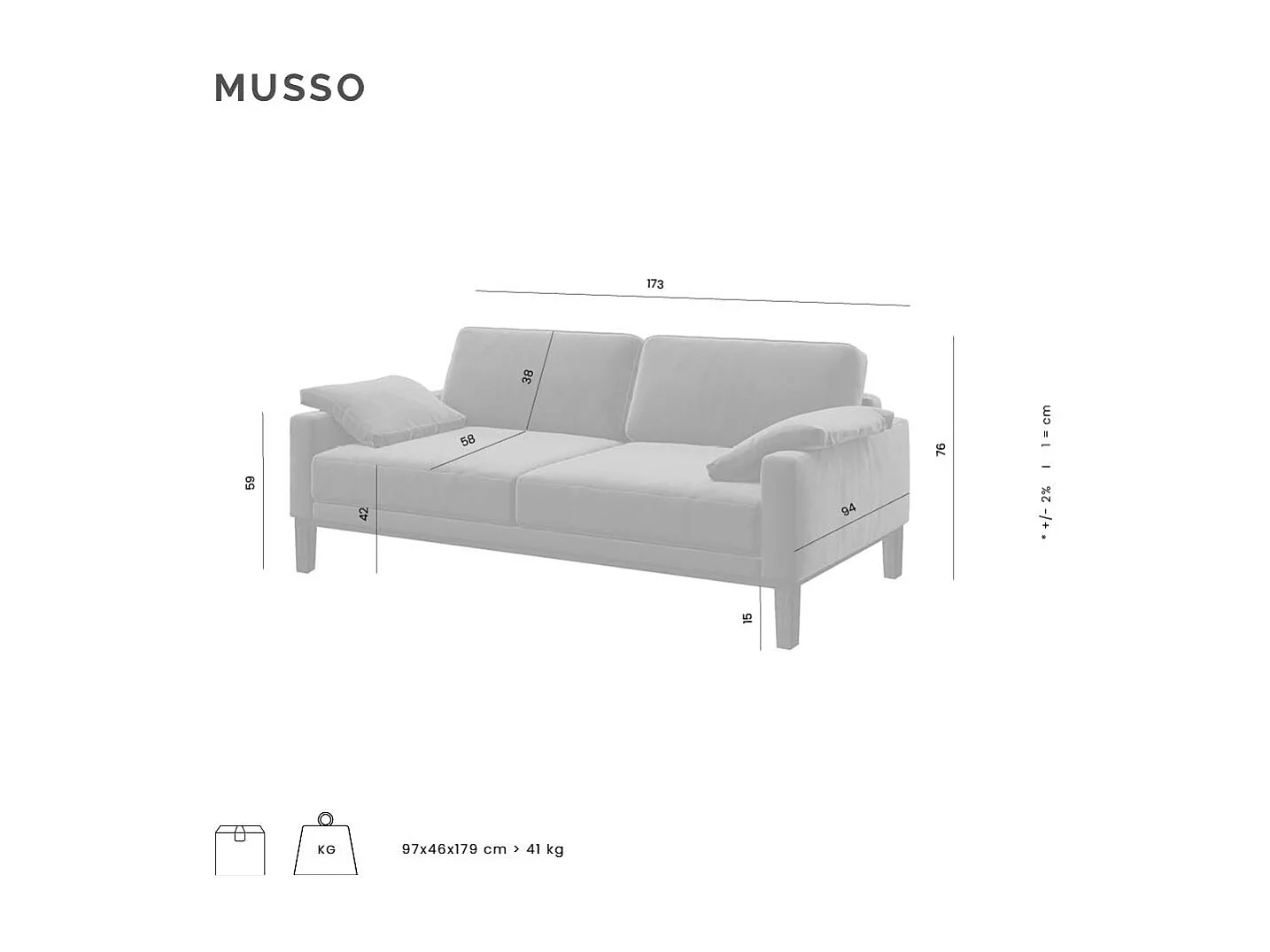 Mesonica Canapé 2 places en polyester bleu marine foncé