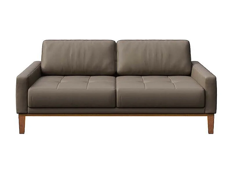 Mesonica Canapé 2 places en cuir naturel brun cèdre