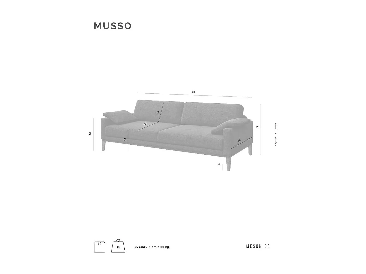 Musso Canapé 3 places vert foncé