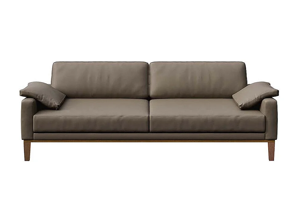 Mesonica Canapé 3 places en cuir naturel brun cèdre