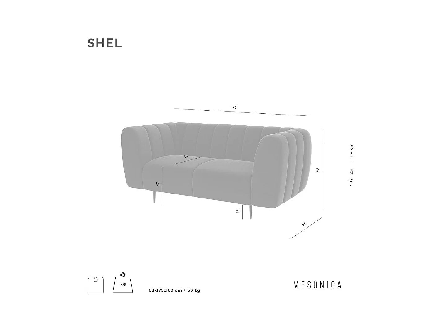 Canapé 2 places Shel miel