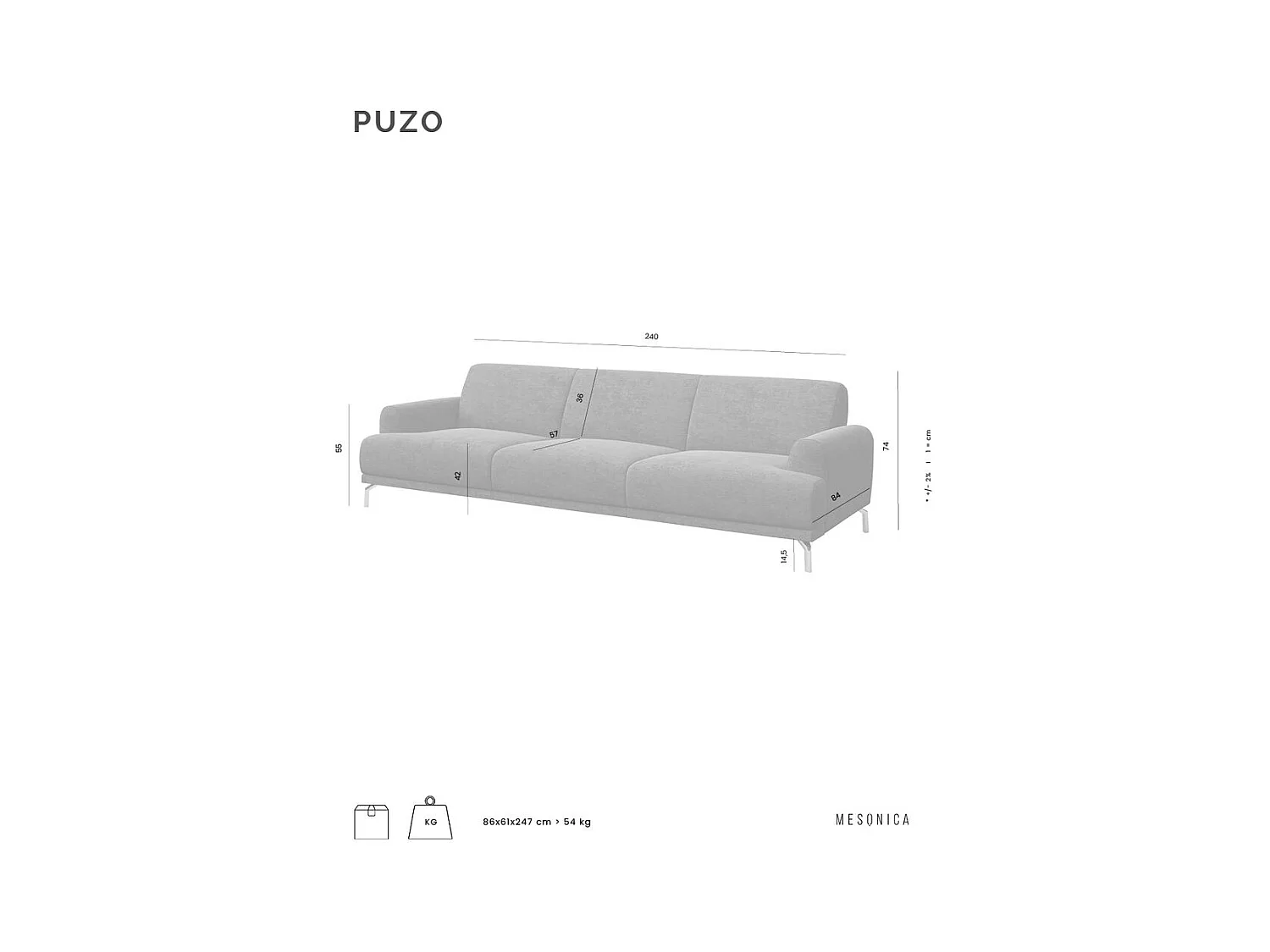 Canapé Puzo 3 places vert foncé