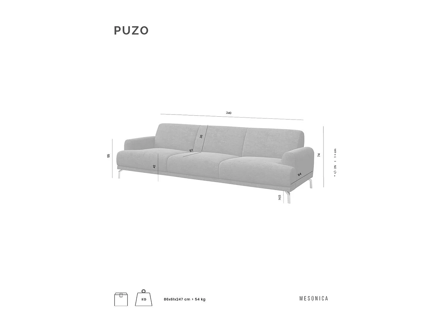 Canapé Puzo 3 places vert foncé