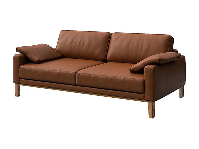 Mesonica Canapé 2 places en cuir naturel brun cannelle