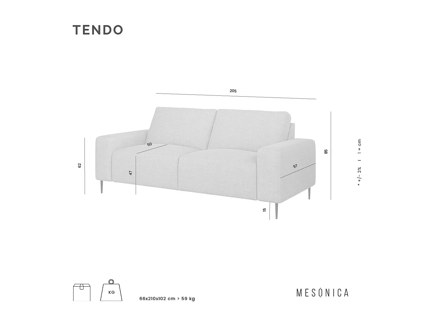 Canapé 2 places Tendo anthracite