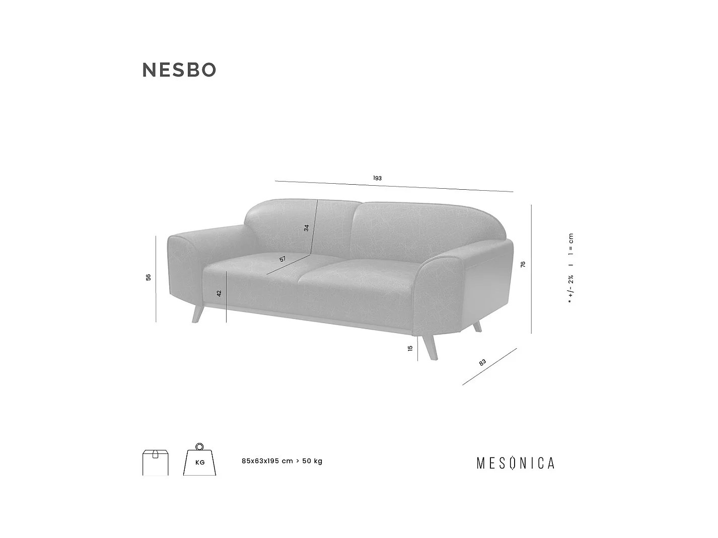 Canapé 2 places Nesbo Brun de cannelle