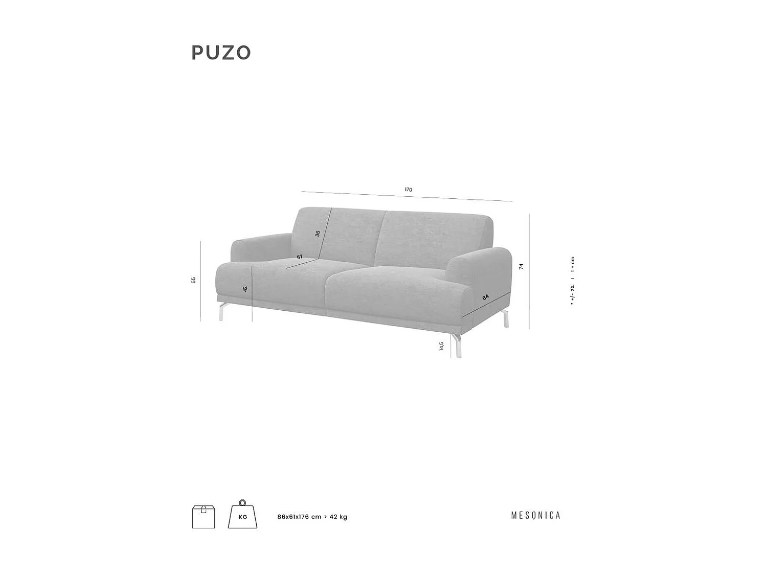 Canapé Puzo 2 places vert foncé