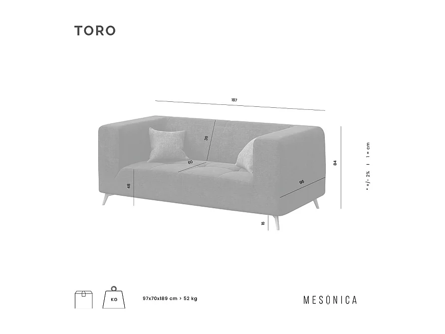 Canapé 2 places Toro océan