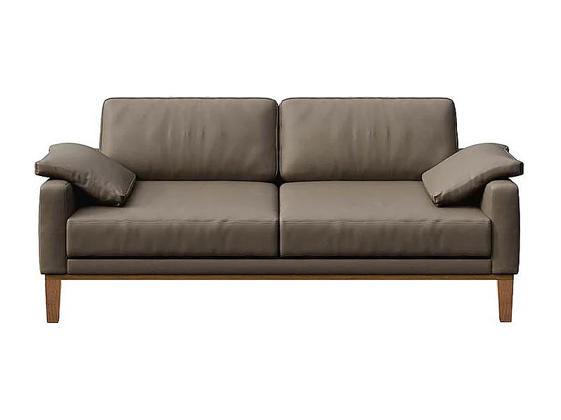 Mesonica Canapé 2 places en cuir naturel brun cèdre