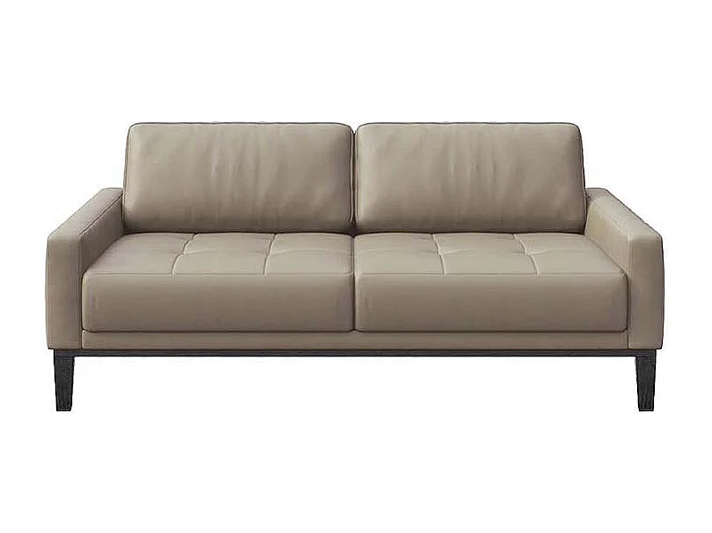 Mesonica Canapé 2 places en cuir naturel gris fossile