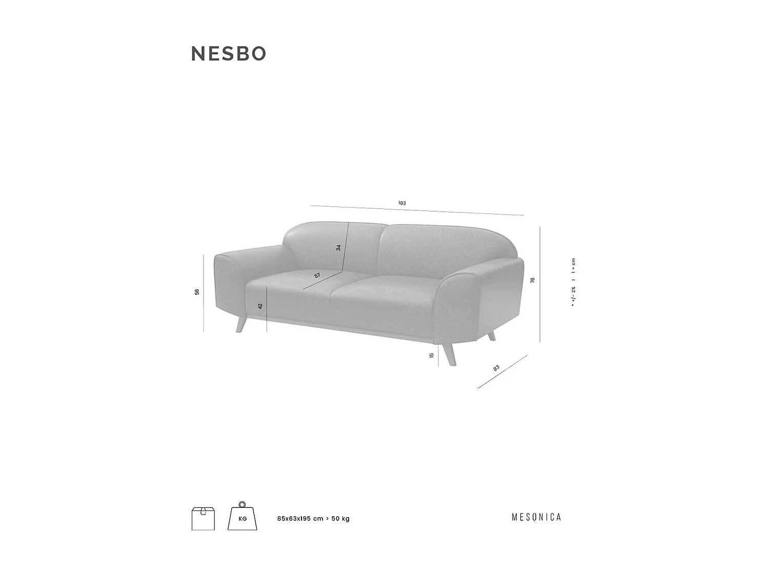 Canapé 2 places vintage beige Nesbo