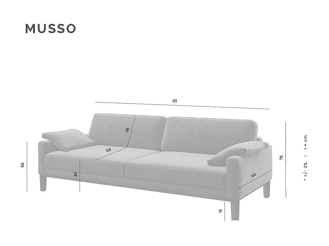 Mesonica Canapé 3 places en polyester gris clair