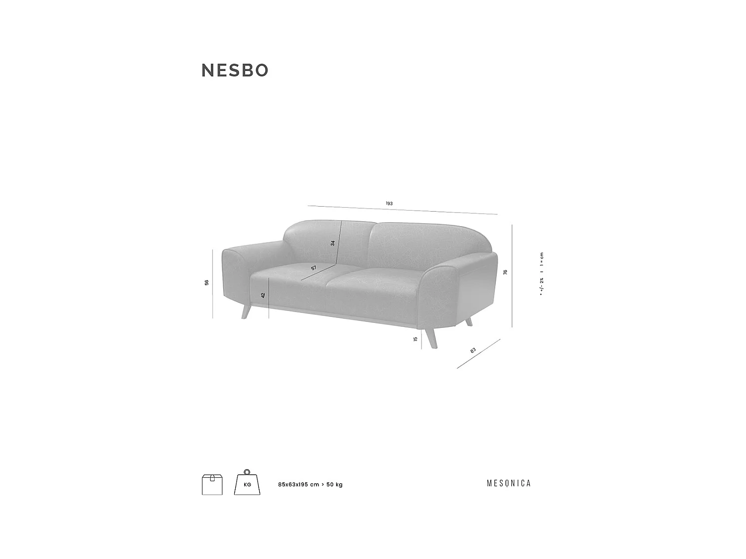 Canapé 2 places Nesbo salmon