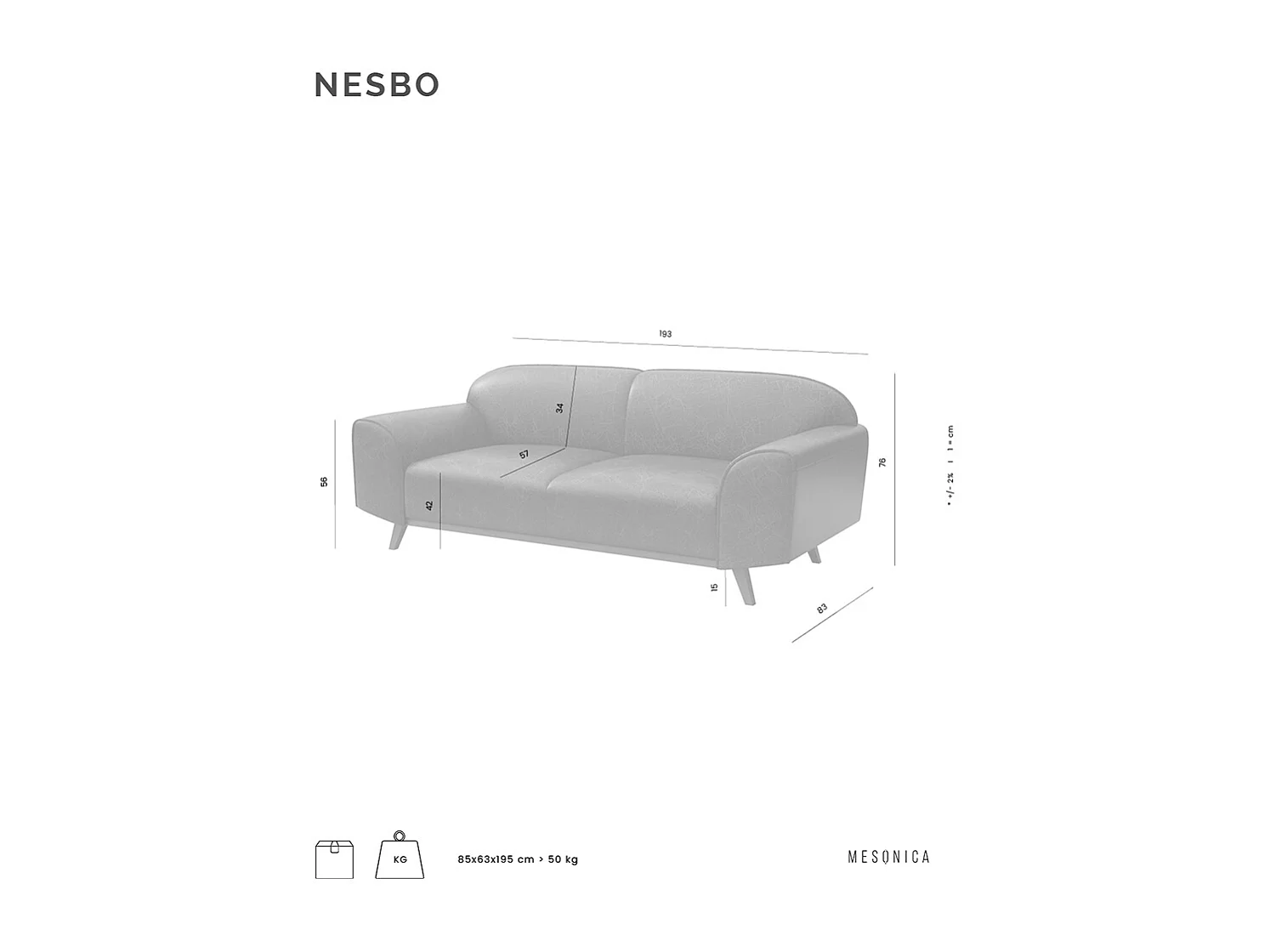 Canapé 2 places Nesbo salmon