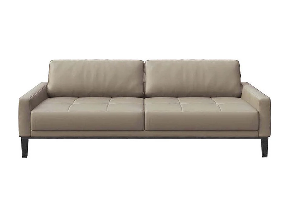 Mesonica Canapé 3 places en cuir naturel gris fossile