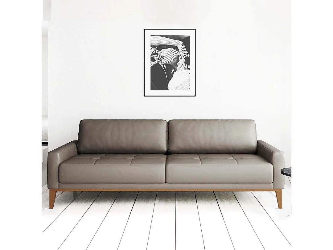 Canapé 3 placesmatelassé Musso gris très clair