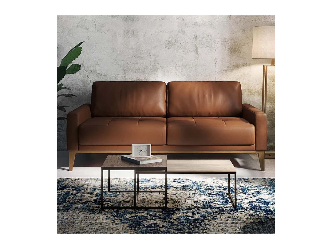 Canapé 3 places matelassé Musso brun de cannelle