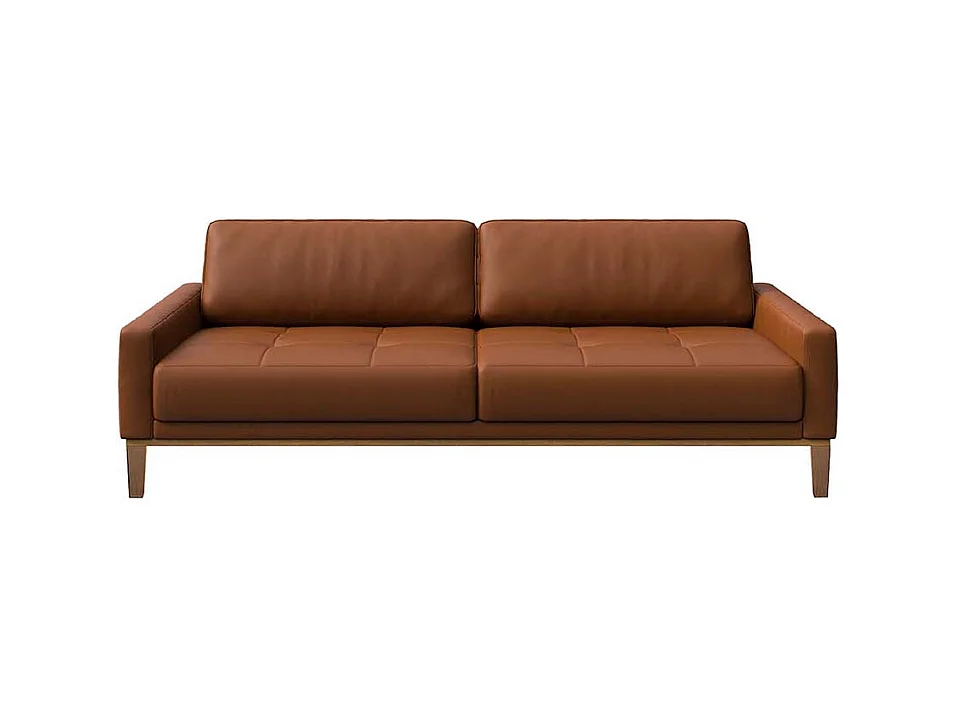 Canapé 3 placesmatelassé Musso brun de cannelle