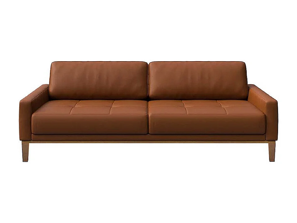 Canapé 3 placesmatelassé Musso brun de cannelle