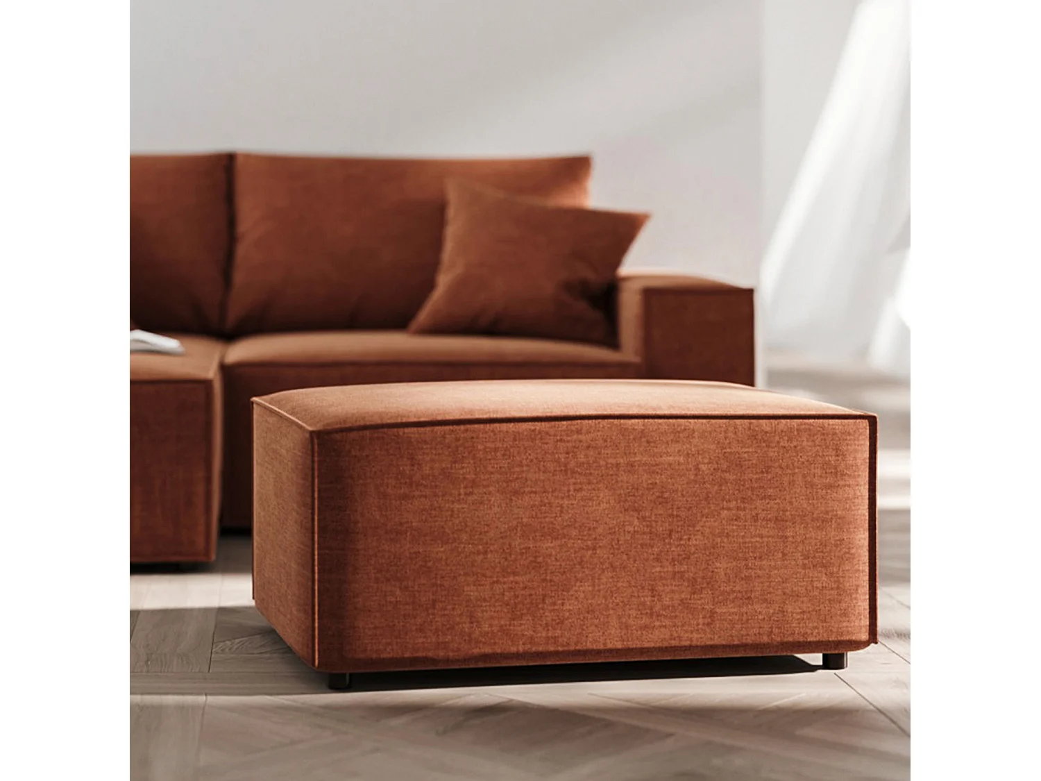 Zachte klei oranje poef