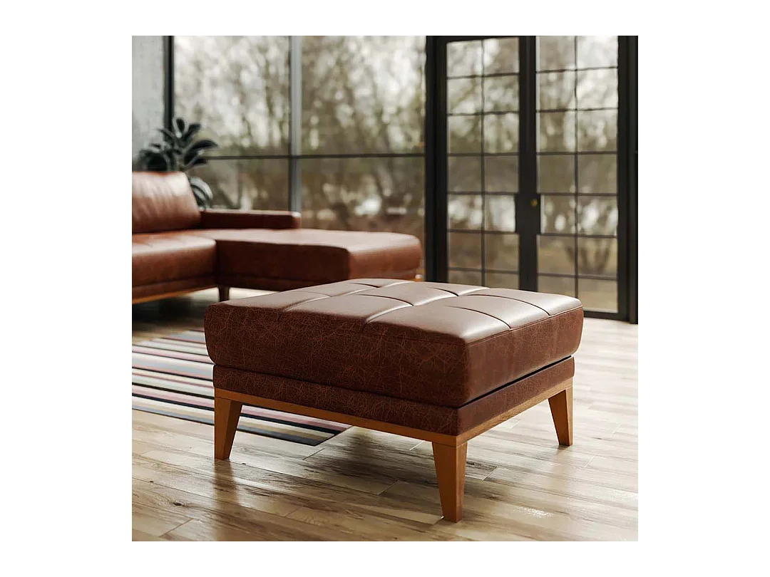 Pouf matelassé Musso Cèdre brun