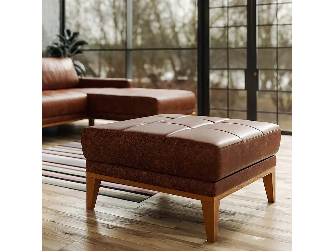 Pouf Musso Shadow gris avec assise capitonnée