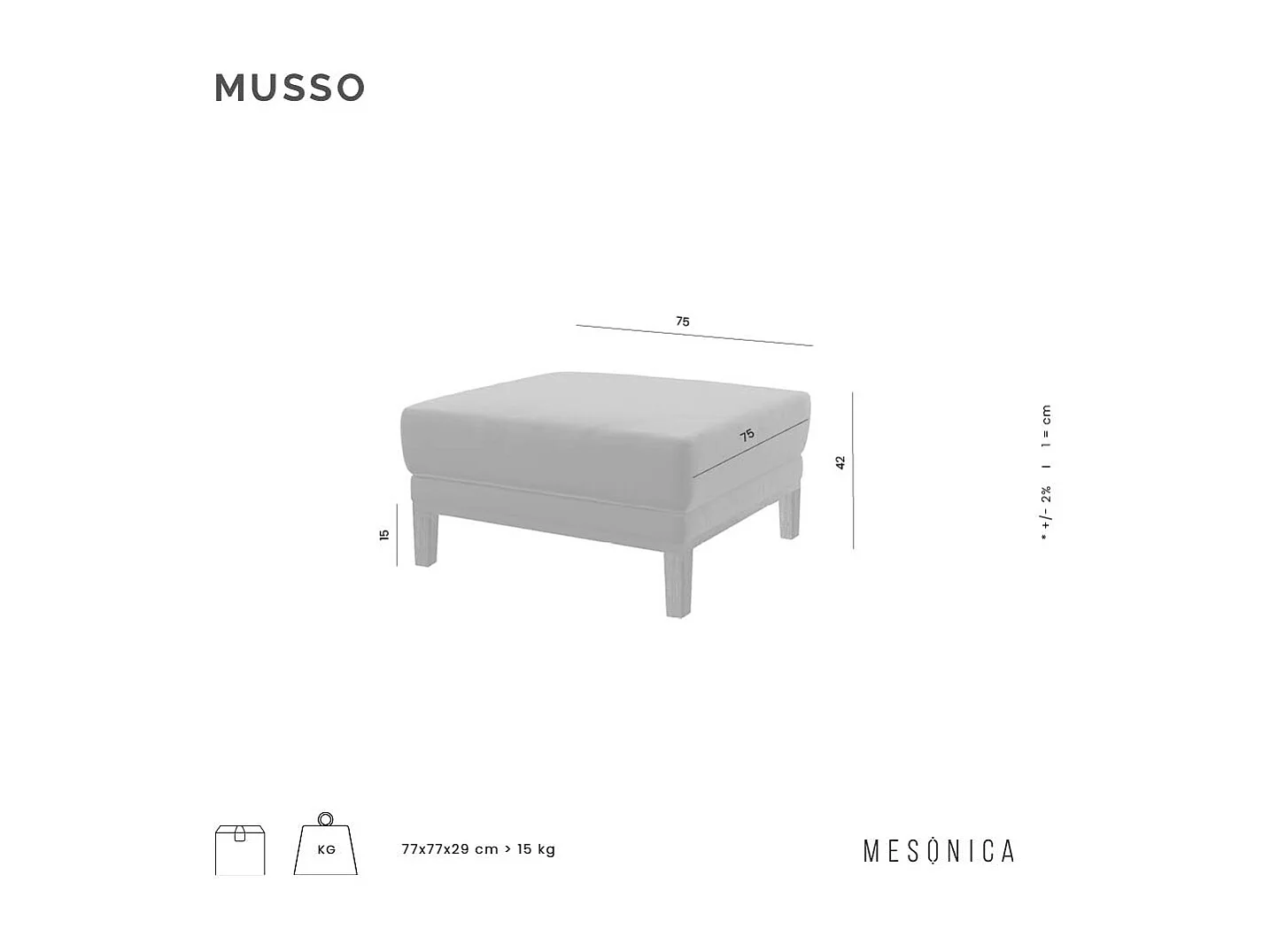 Mesonica Pouf en polyester gris clair