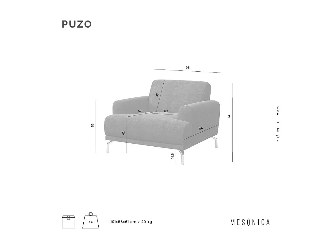 Puzo fauteuil lichtbeige