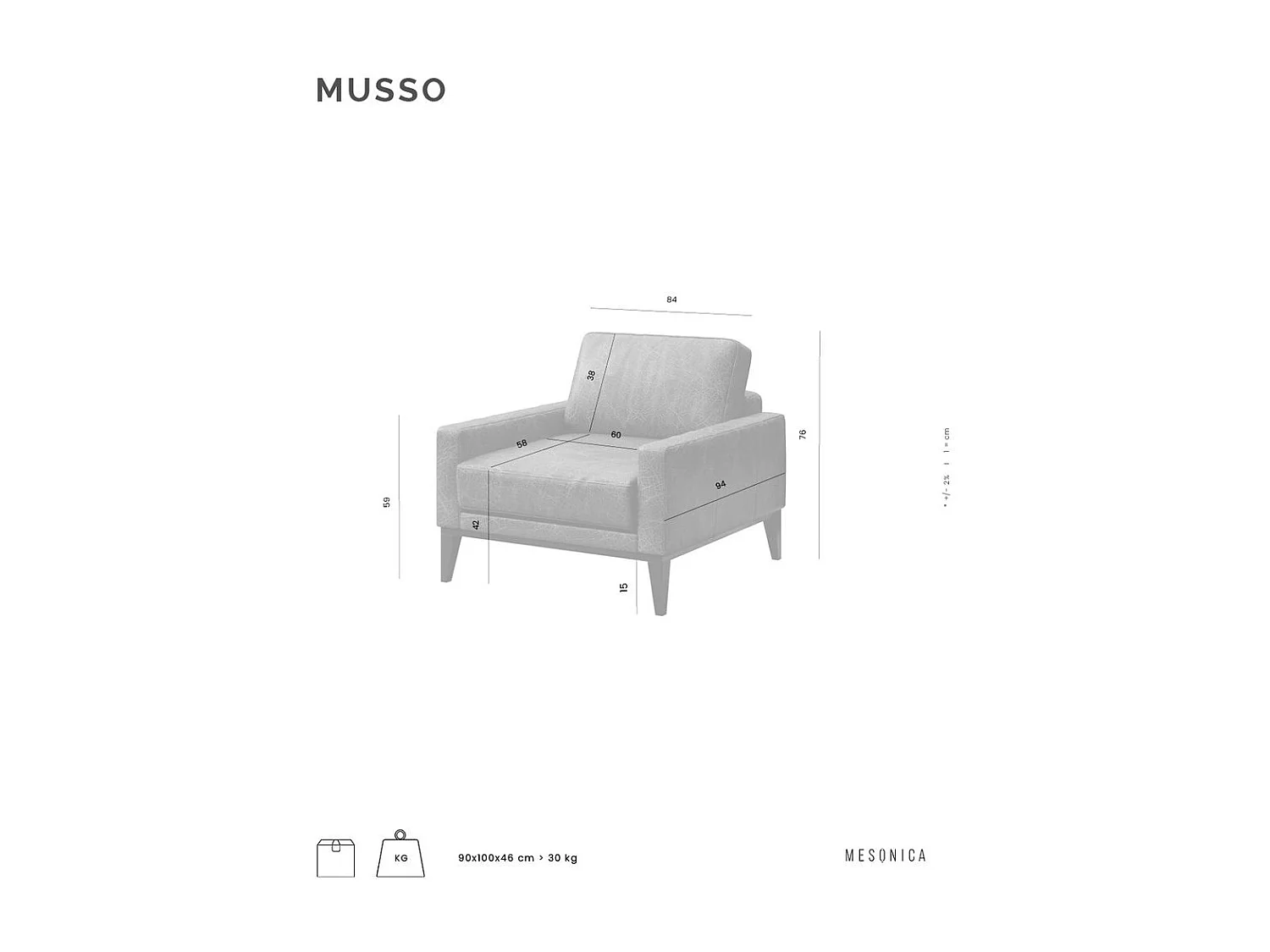 Fauteuil Musso gris foncé