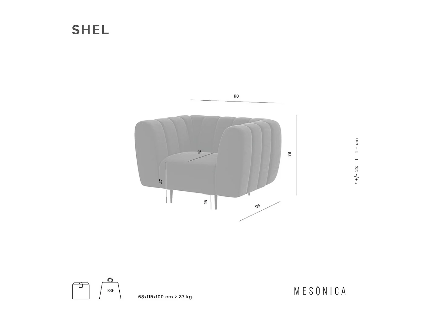 Fauteuil Shel  gris foncé