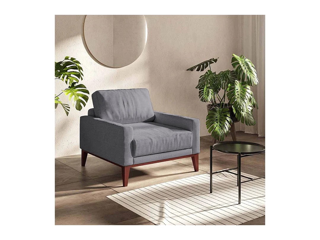 Fauteuil gris Musso avec assise capitonnée