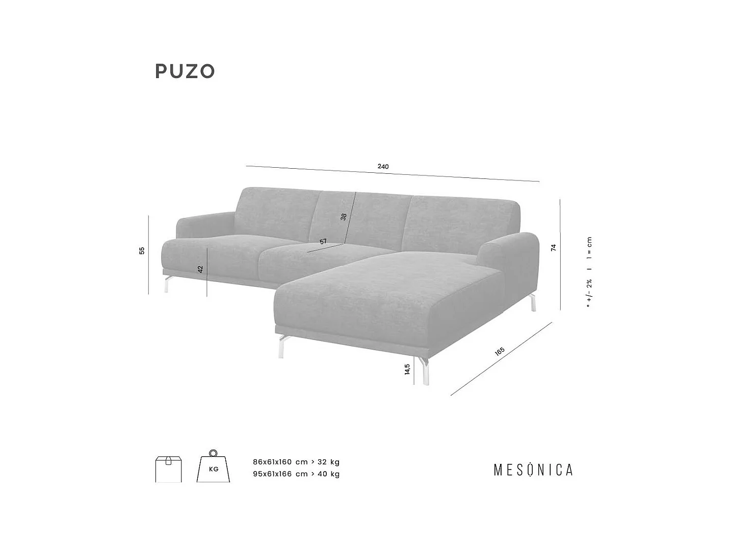 Canapé d'angle gauche Puzo vert profond