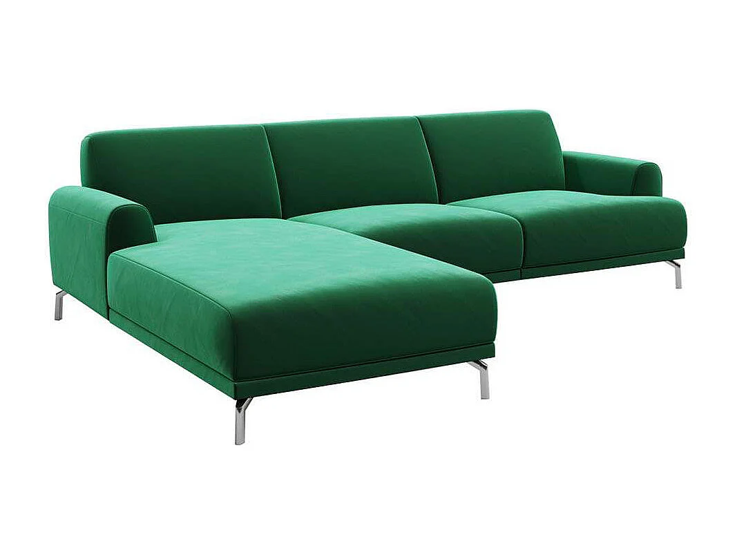 Mesonica Canapé d'angle gauche en polyester vert foncé