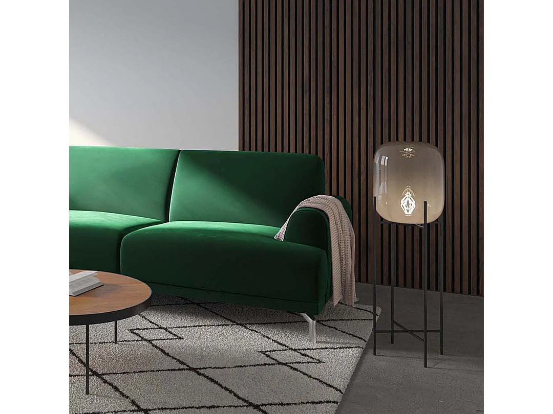 Mesonica Canapé d'angle gauche en polyester vert foncé