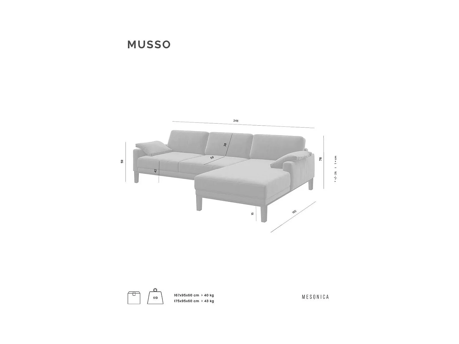 Canapé d'angle droit Musso vert foncé