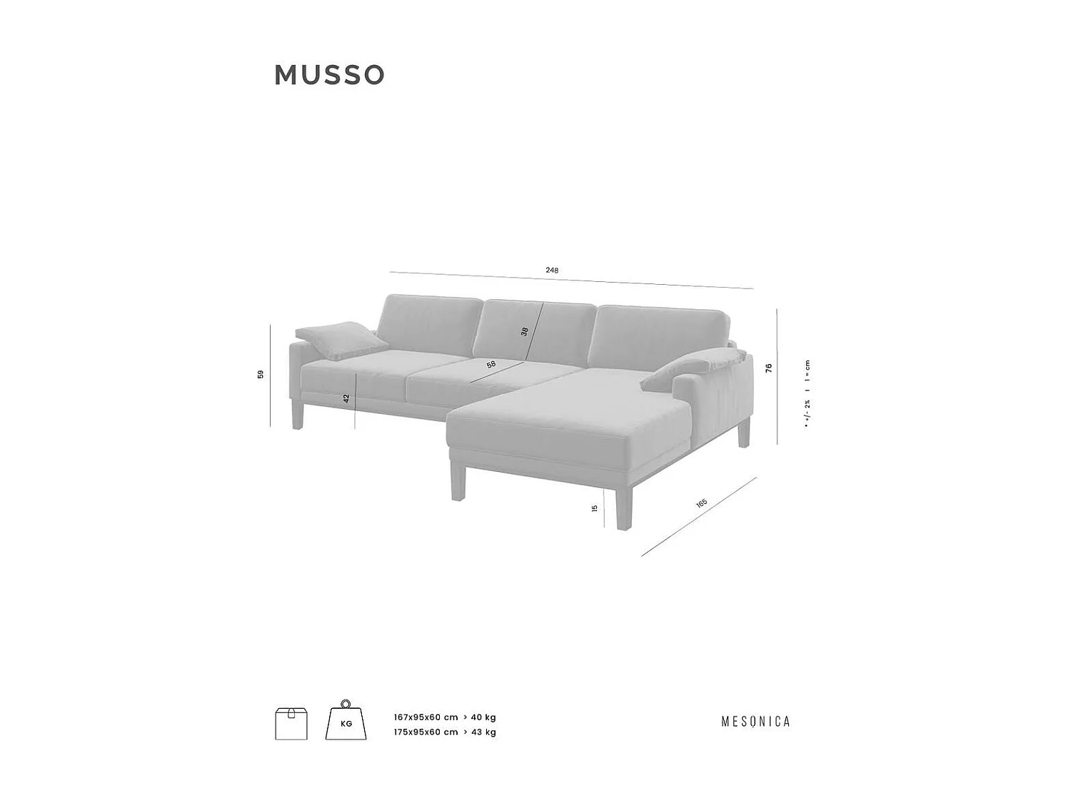 Mesonica Canapé d'angle droit en polyester vert foncé