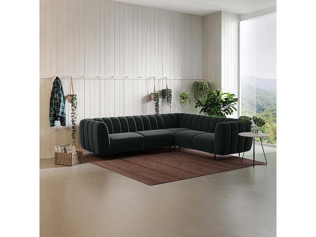 Canapé d'angle droit Shel gris foncé