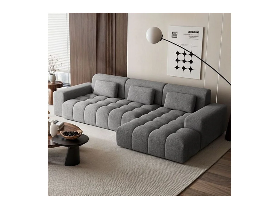 Canapé d'angle droit Chevi gris à