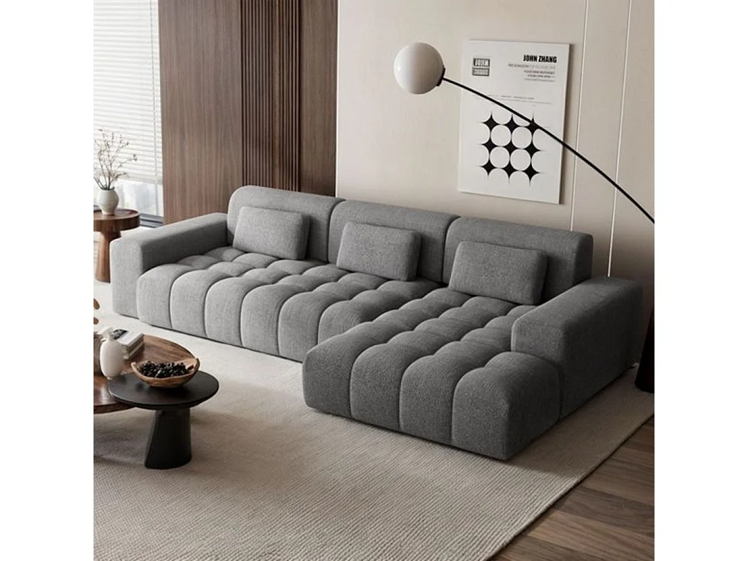 Canapé d'angle droit Chevi gris à