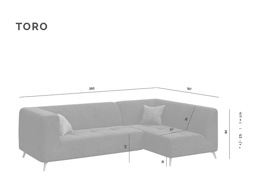 Canapé d'angle droit Toro océan