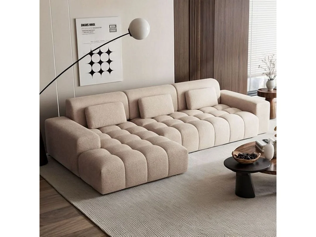 Canapé d'angle gauche Chevi Beige