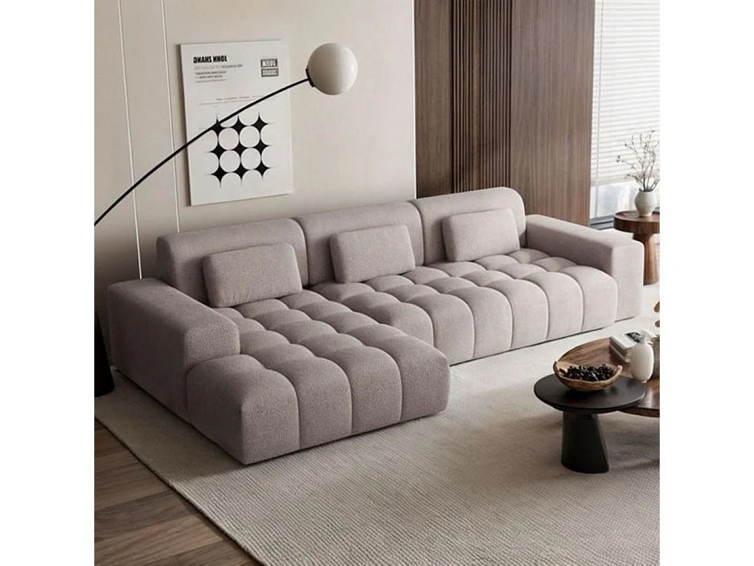 Canapé d'angle gauche Chevi gris clair