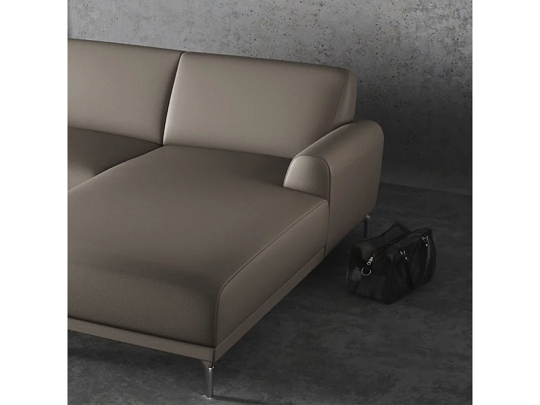 Mesonica Canapé d'angle droit en cuir naturel gris fossile