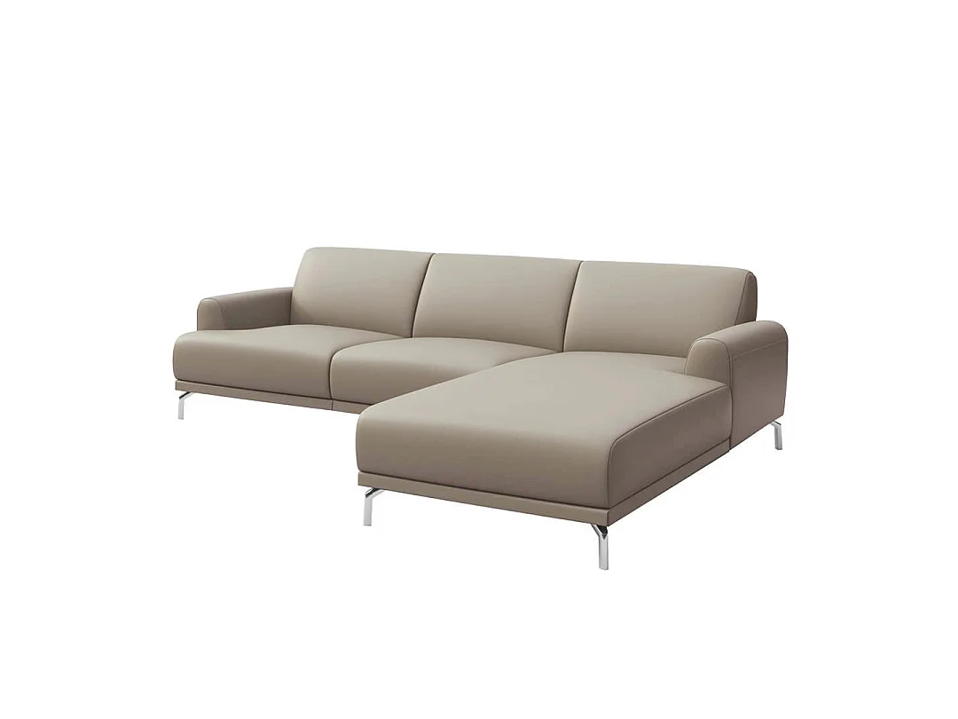 Mesonica Canapé d'angle droit en cuir naturel gris fossile