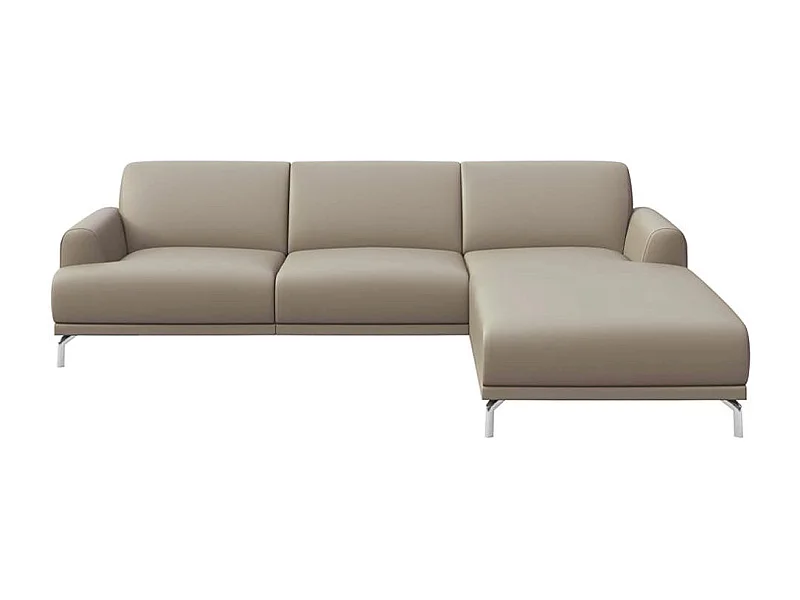 Mesonica Canapé d'angle droit en cuir naturel gris fossile