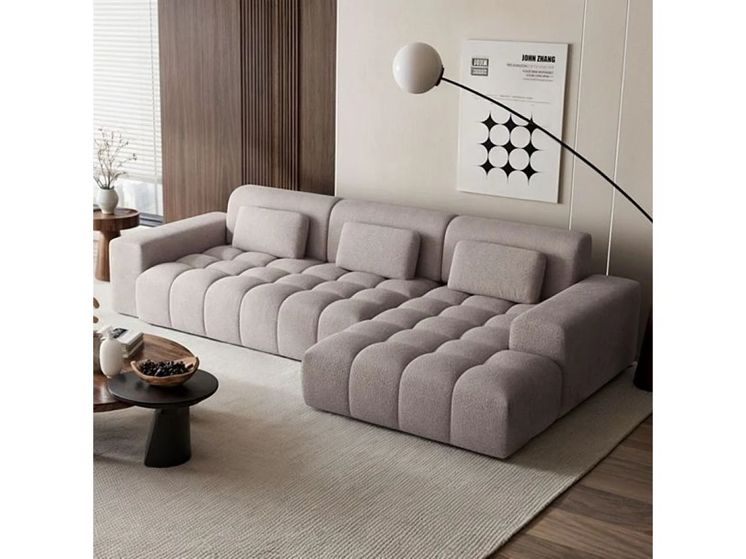 Canapé d'angle droit Chevi gris clair