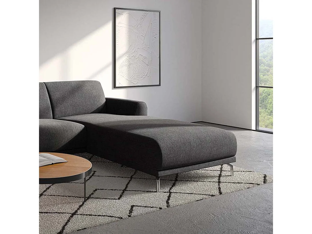 Mesonica Canapé d'angle droit en polyester gris foncé
