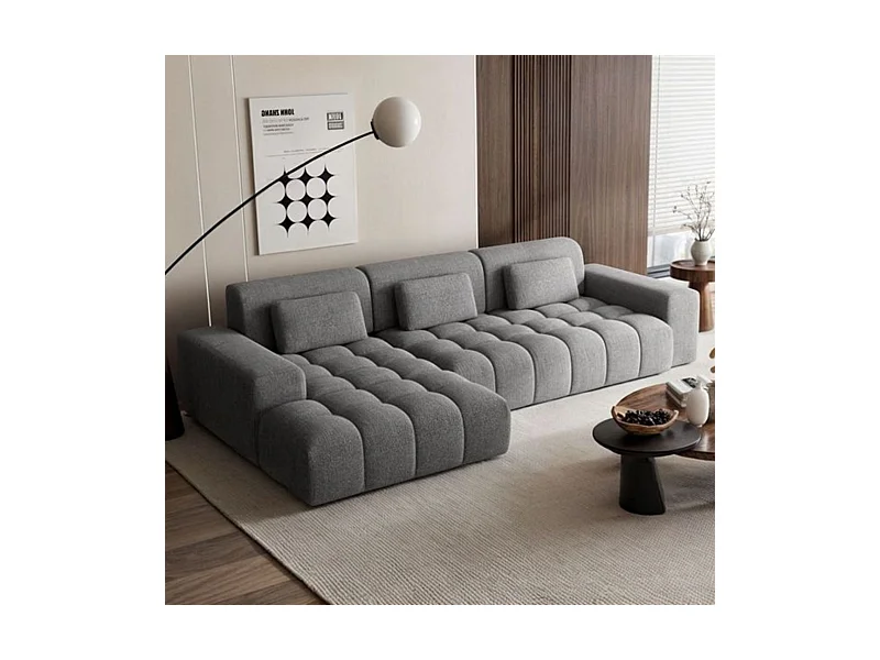 Canapé d'angle gauche Chevi gris