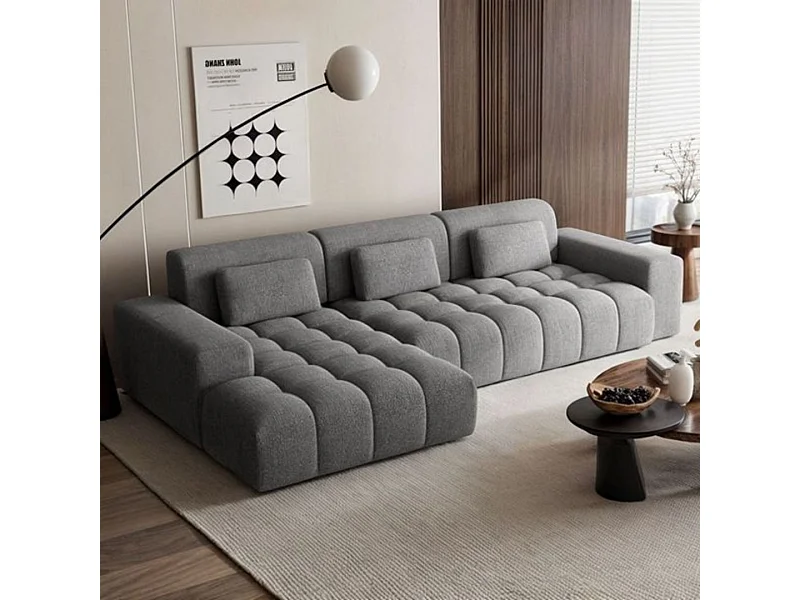 Canapé d'angle gauche Chevi gris