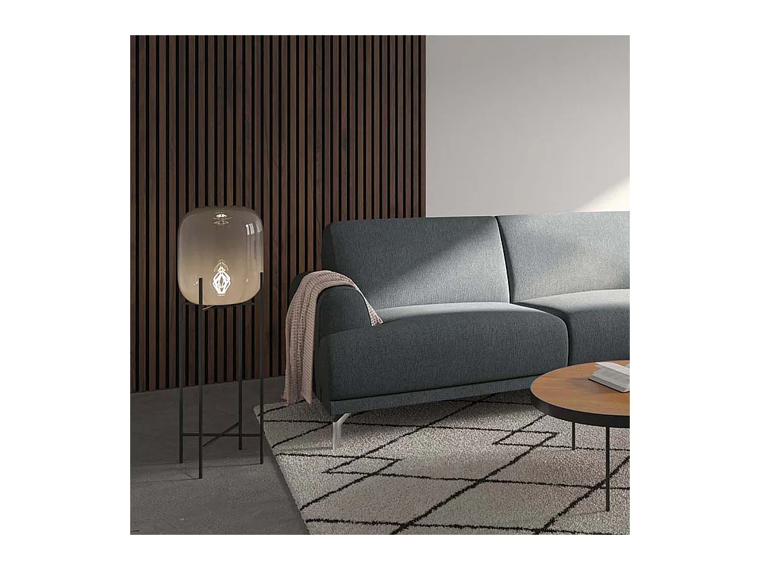 Canapé d'angle droit Puzo gris clair